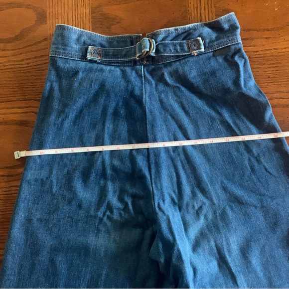 Vintage 70s WRANGLER High Rise Wide Leg Jeans size 25” Waist Back Belt Detail - Picture 11 of 11
